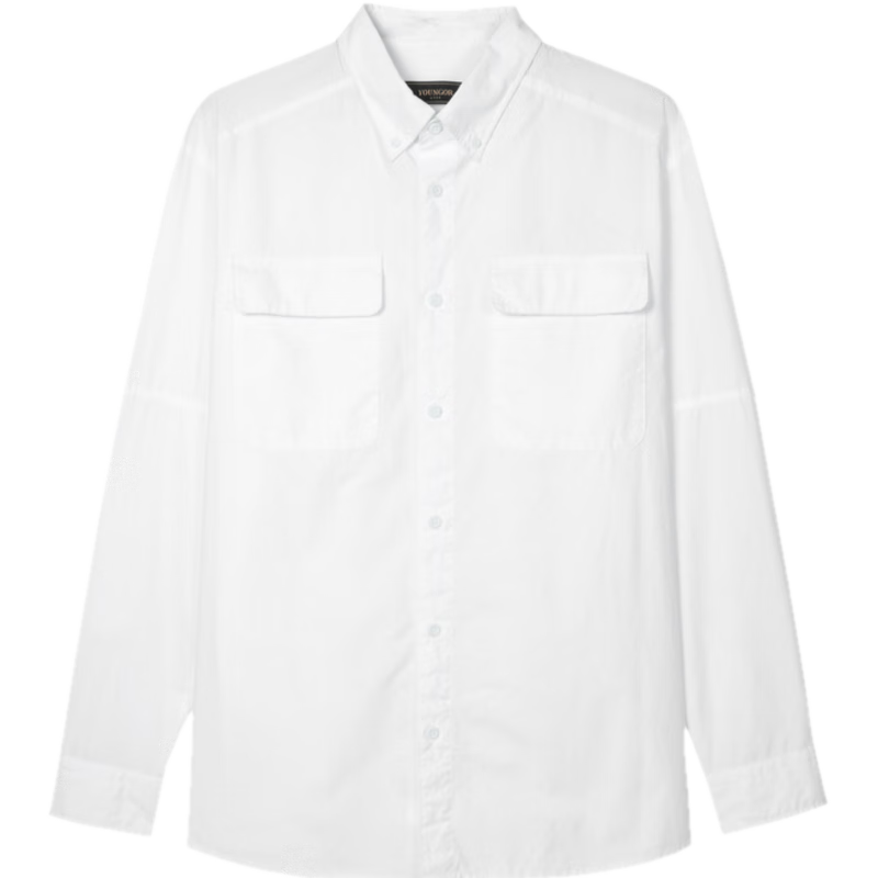 雅戈尔衬衫男春夏【100%棉不易皱】双口袋休闲百搭长袖衬衫衬衣 白色 42