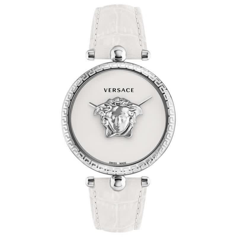 范思哲(versace)手表 石英女表 时尚休闲简约白色皮带防水腕表veco