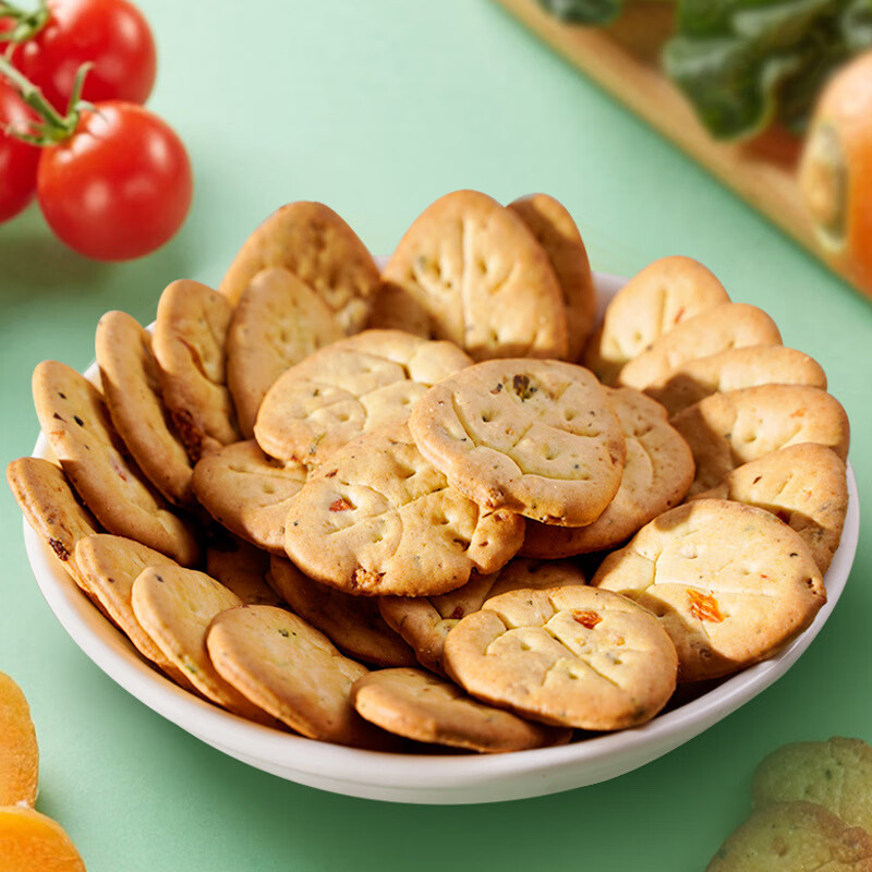 【厂家直发】九蔬小饼蔬菜薄脆饼干小饼干办公室休闲零食 九蔬饼干100包