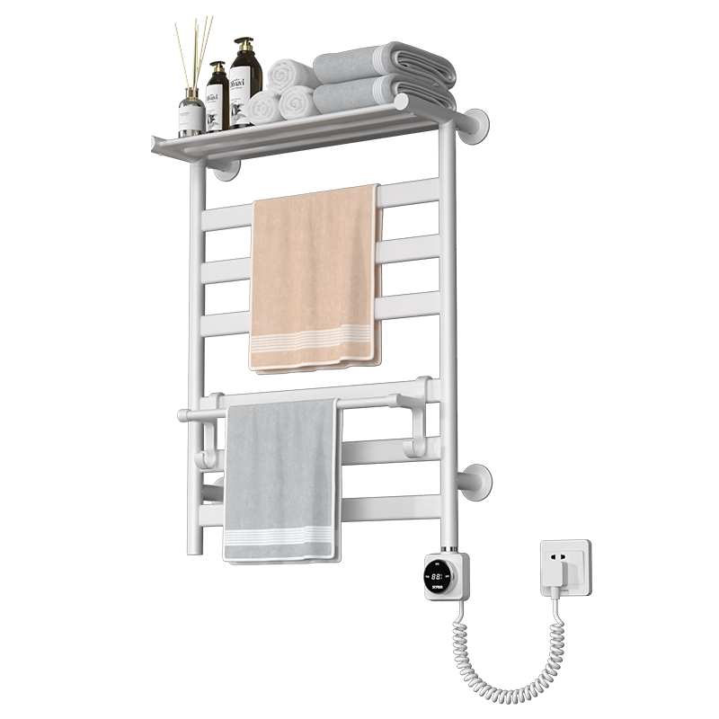 艾芬达（AVONFLOW）电热毛巾架碳纤维卫生间浴室置物架智能加热毛巾烘干架 GD26白左出线