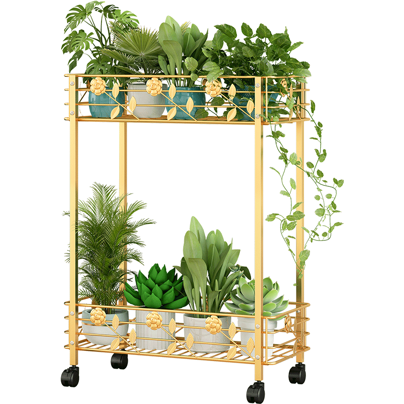 蜗家  花架装饰架可移动推拉铁艺花架落地式花盆架客厅阳台花架子