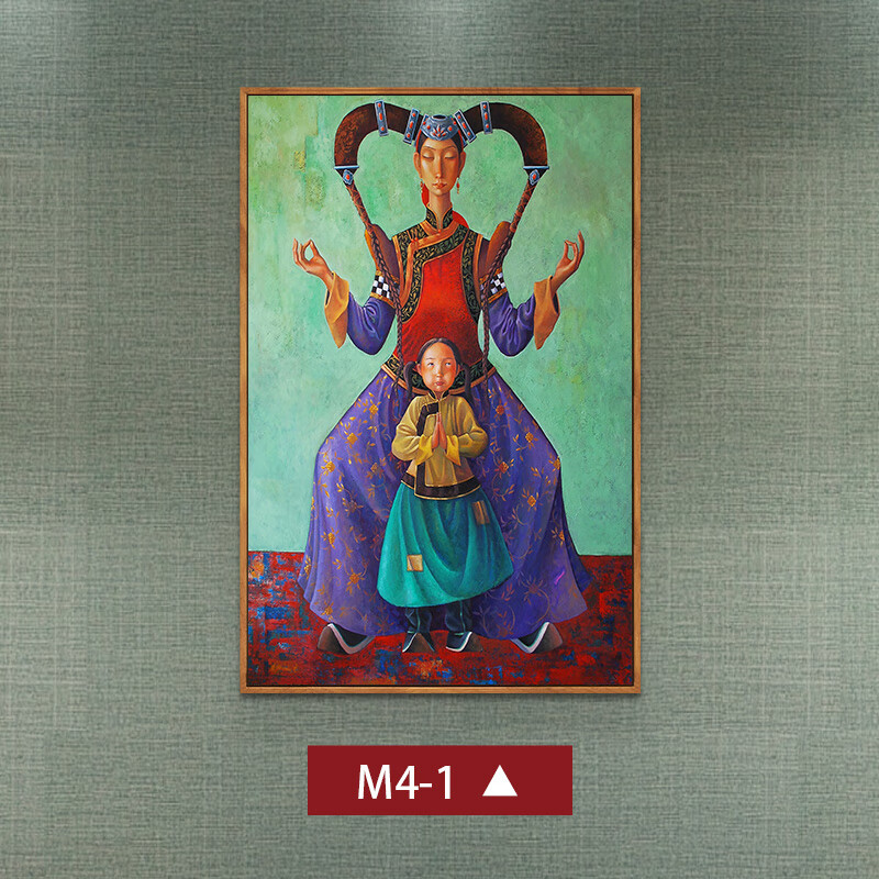 山头林村 蒙古元素壁画 少数民族装饰画蒙古元素风格壁画草原挂画 m4