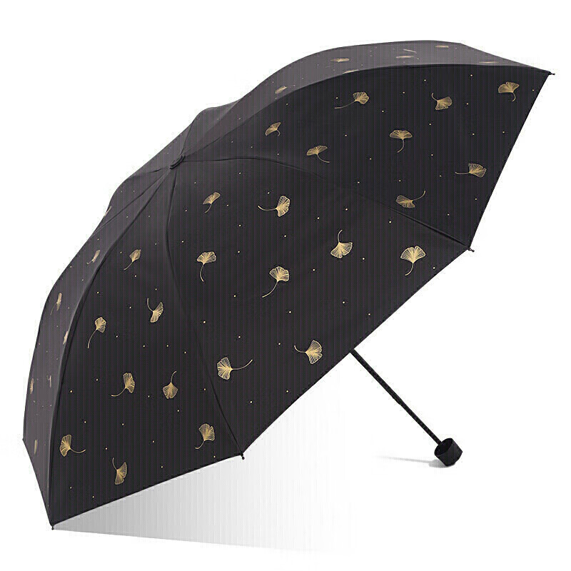 天堂 防紫外线晴雨伞三折 雨伞黑胶防晒太阳伞遮阳晴雨伞 黑色