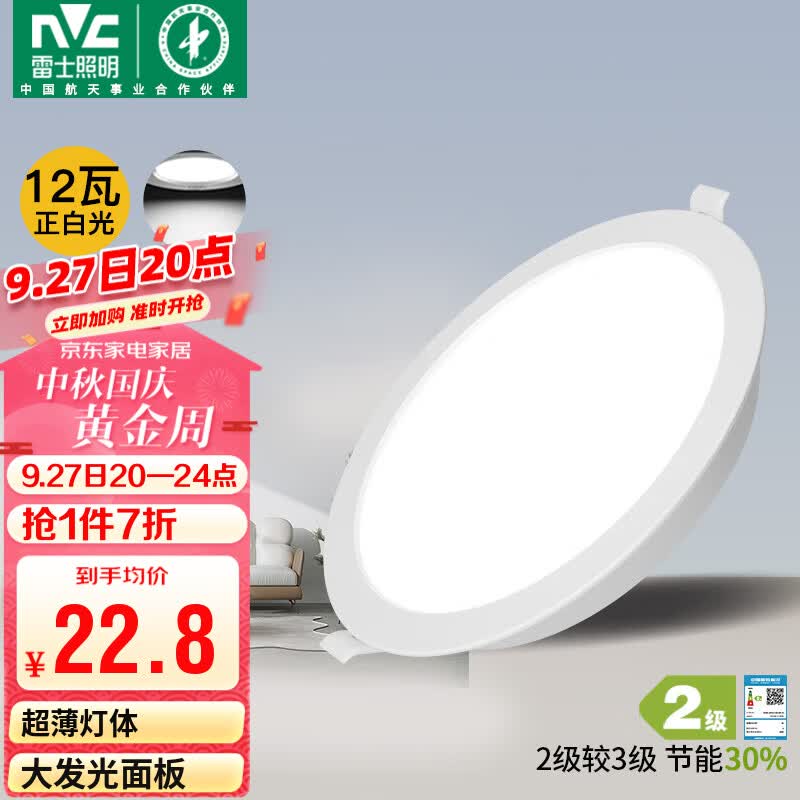 雷士（NVC）LED筒灯客厅过道嵌入式天花灯商用大功率12瓦PC漆白正白-绿色家居属于什么档次？