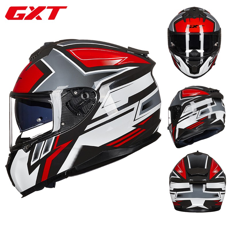 gxtgxt摩托车防雾双镜片头盔机车电动全盔男女安全帽四季601 亮浅黑
