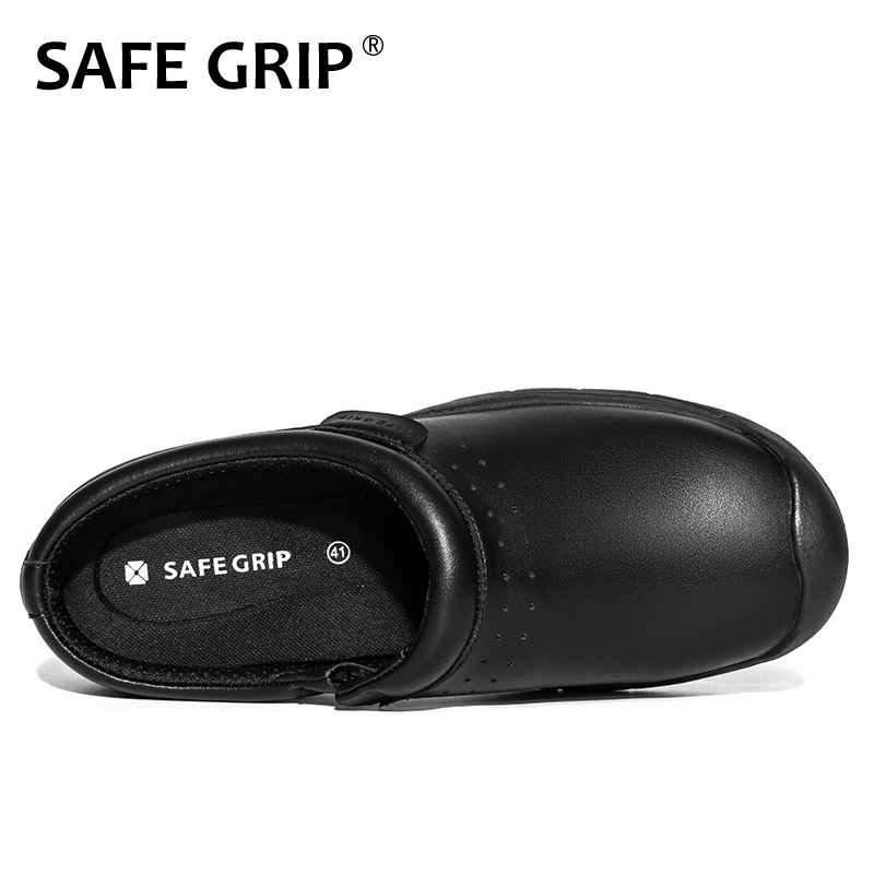 SAFE GRIP 厨师鞋 厨房工作鞋男专用鞋 防滑防水防油透气 黑色 JZMS-03 37