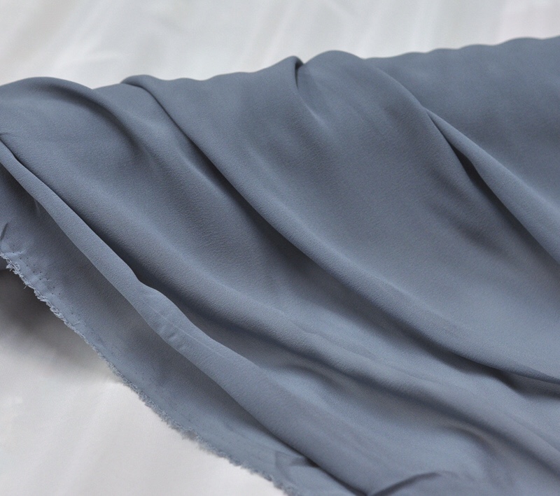 潮朝家纺高档纯色03乔其纱真丝桑蚕丝布料12姆米宽幅真丝面料 灰蓝色