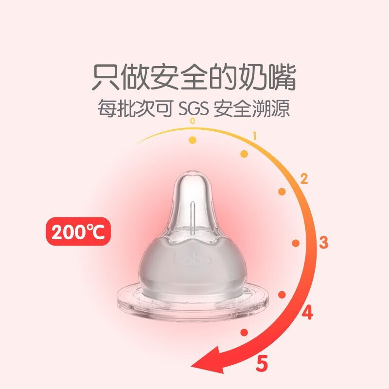 bobo奶嘴宽口径自然实感仿真母乳5A防呛婴儿奶嘴食品级硅胶 L号 6-9月 1只装