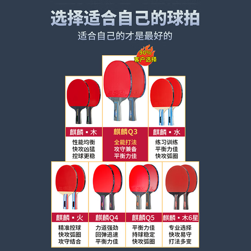 双鱼;DOUBLE FISH乒乓球拍套装 专业级 比赛款 实战顶端球拍 双拍 横拍直拍 初学者 豪华旗舰版 【短柄直拍2支】