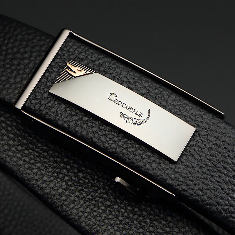 鳄鱼恤真皮时尚潮流皮带男士头层牛皮商务休闲自动扣内穿式皮带12576