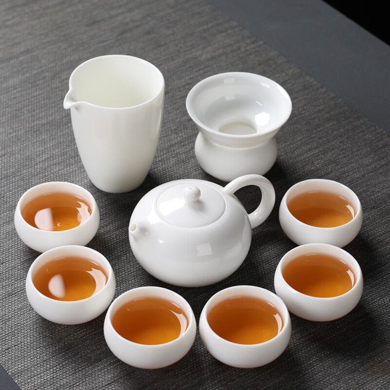 奥尔凡高端品牌羊脂玉瓷功夫茶具套装茶盘德化白陶瓷盖碗茶壶茶杯简约