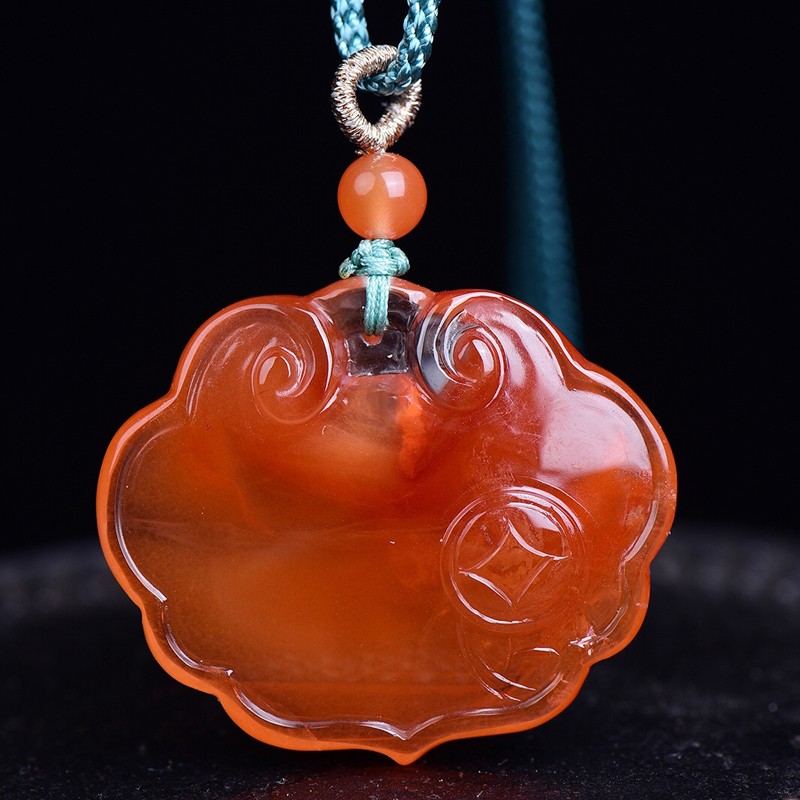 茂然水晶红兔毛如意锁吊坠男女挂坠