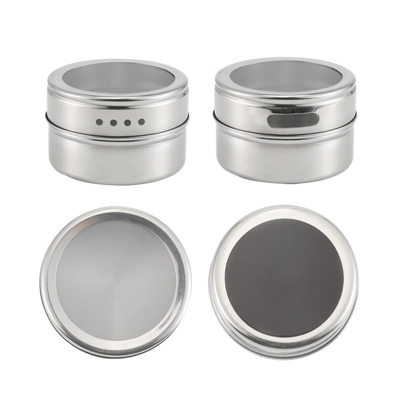 磁吸调料盒 磁吸挂墙冰箱贴德国创意调料盒壁挂磁铁调味盒罐子304不锈钢网红2022新款 【304不锈钢】8罐+贴片+标签