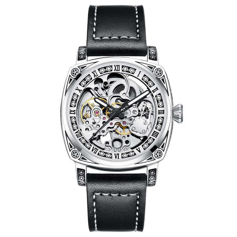 卡罗蒂夫(carotif)大魔王全自动机械表镂空男士手表男表防水 8837白壳