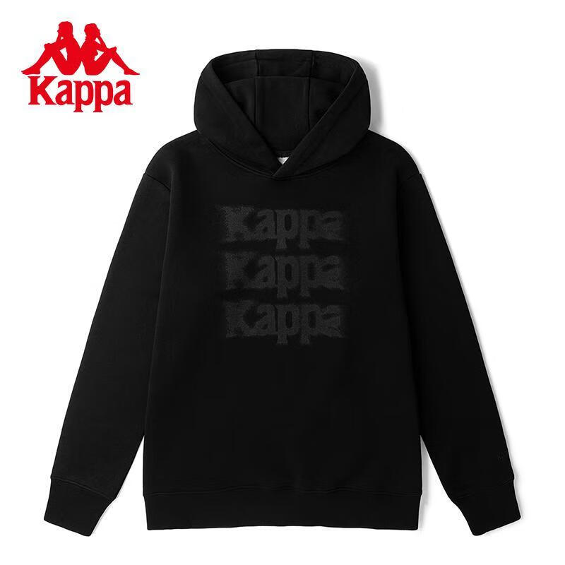 卡帕 Kappa運(yùn)動(dòng)套頭帽衫新款情侶男女運(yùn)動(dòng)衛(wèi)衣外套K0BY2MT62G 周黑色-990 S (成人）