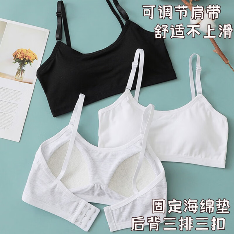 12岁女孩学生带扣后排扣文胸初中夏天穿的 2件后背搭扣很实惠白 肤 l