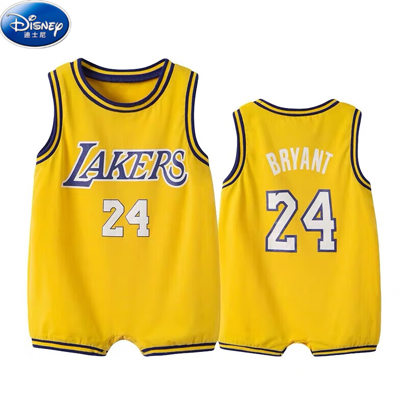 连体衣哈衣男女宝宝背心球衣套装超萌可爱 湖人黄色24号连体衣 59/40