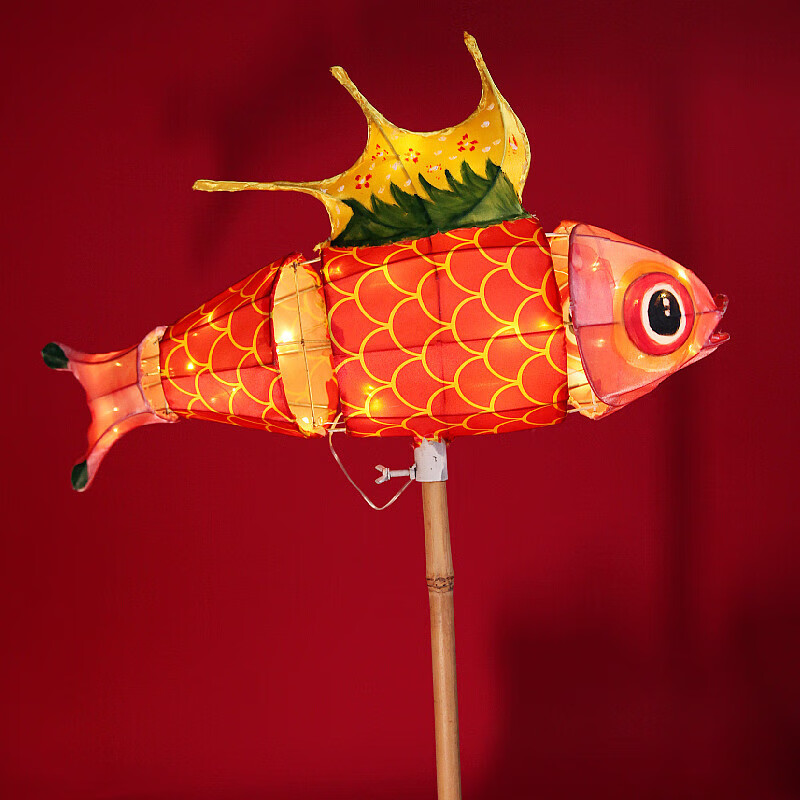 维诺亚新年上元节手摇鱼灯笼非遗民俗手工灯会手持锦鲤宫灯金鱼花灯
