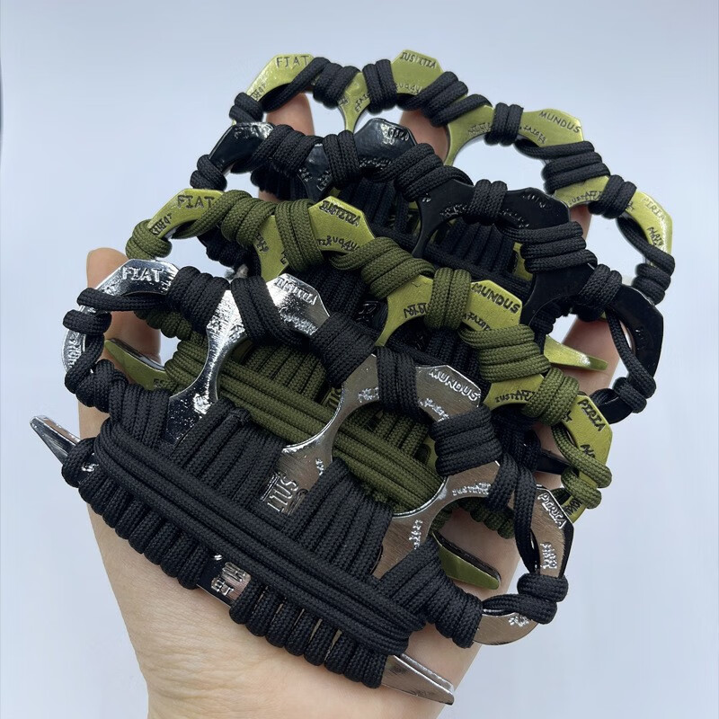 浙睿防身指虎刀防身武器合法随身战术装备手指虎拳刺带刺合法随身自卫 银色-恶灵指虎【加厚款-全缠绳】