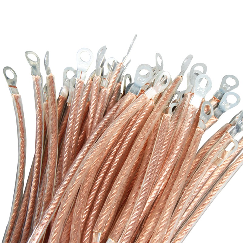 bowery铜编织接地线接地带桥架加塑铜绳跨地连接线带绝缘护套4平方200