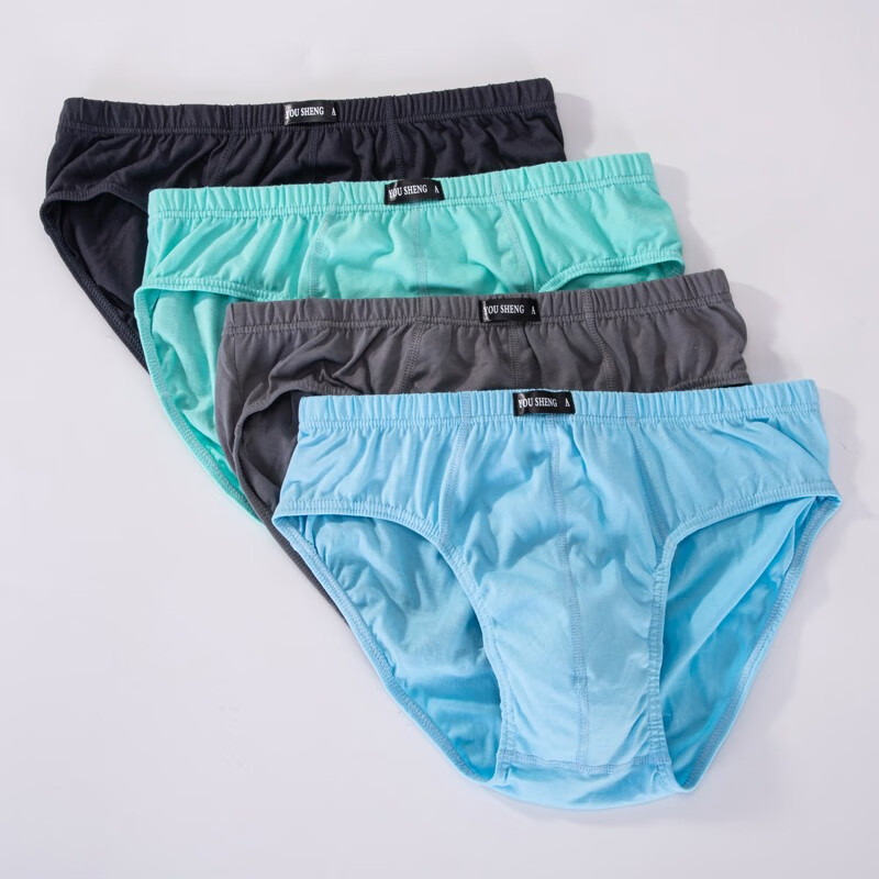 优盛达男士纯棉三角内裤【3条装】舒适吸汗透气运动双层档中腰男生裤衩 随机颜色3条装 2XL码合适(110-129斤)