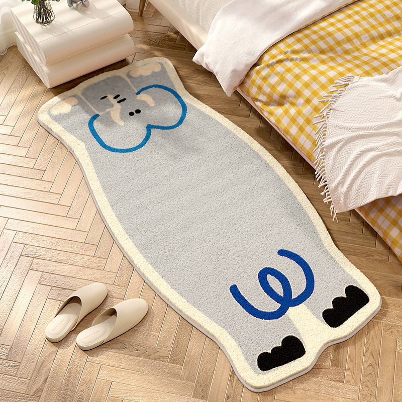 地毯卡通波浪卧室地毯搞怪动物床边毯床前客厅家用毯子长条 大象艾登