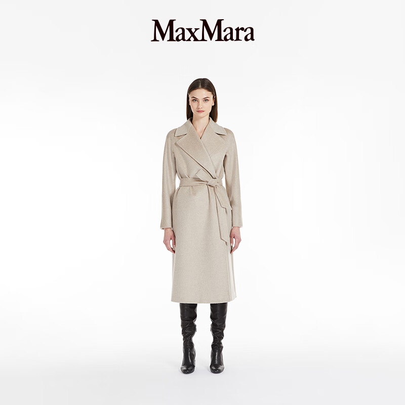 MaxMara 女装羊绒羊驼毛混纺系带大衣6016103306 米黄色 44