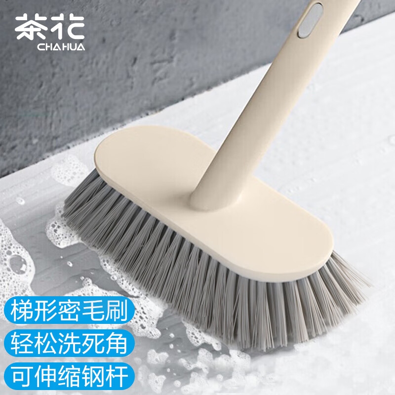 茶花 洗地刷子长柄厕所刷子浴室刷地板刷清洁浴缸瓷砖地缝刷*