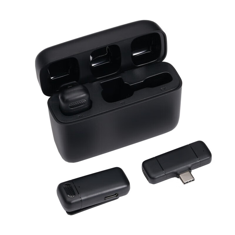 麦克风收音器麦手机户外直播设备手机视频降噪话筒 type-c 接口 黑色