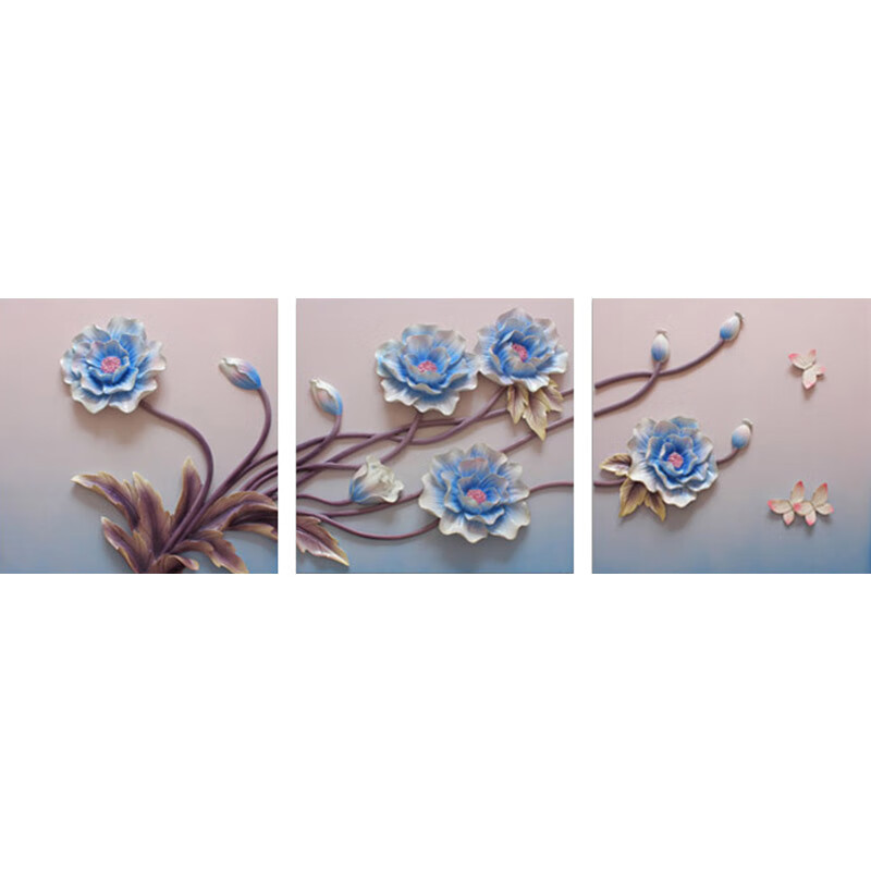 美岸新款5d钻石画满钻客厅花卉三联画卧室画自己手工diy制作贴钻点钻