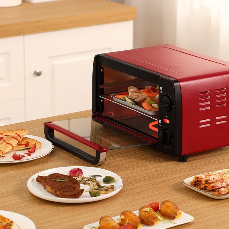 康佳（KONKA）小电烤箱家用多功能12L烘焙简易操作做蛋糕机器迷你台式 标准优惠套装