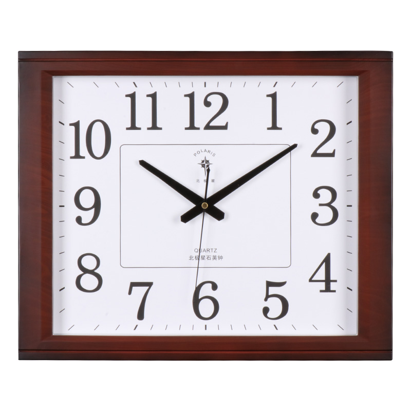 北极星（POLARIS）挂钟客厅钟表简约时钟时尚石英钟现代办公室挂表43*35cm木纹色