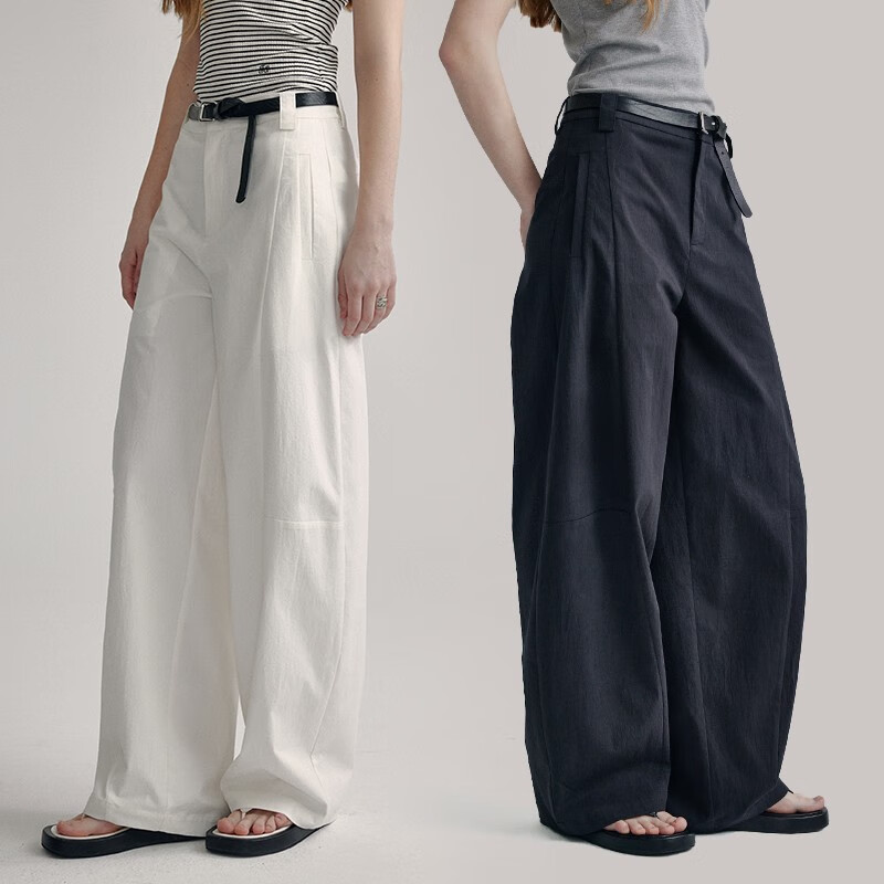fano studios范洛白色直筒休闲裤女高腰显瘦棉质2026夏宽松弯刀裤百搭阔腿裤子 白色第二批 M
