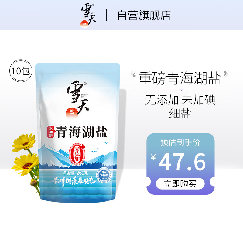 雪天未加碘青海湖盐 无添加抗结剂260g*10包 无碘食用盐