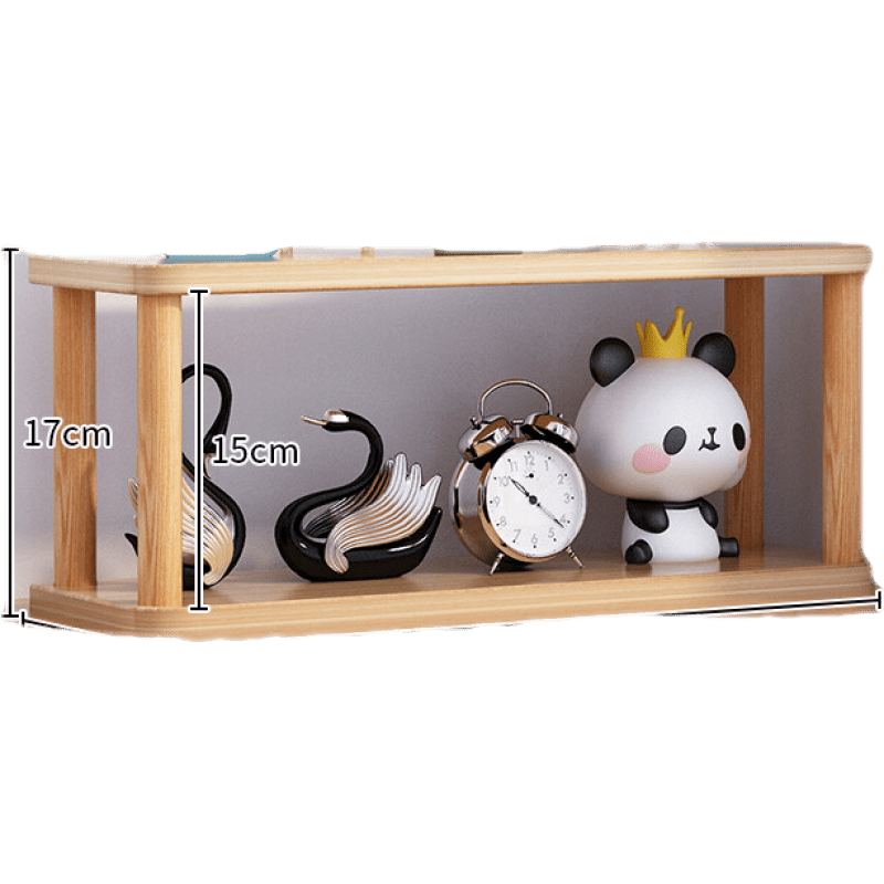 桌上置物架简易书架桌面置物架书桌上收纳办公桌多层隔板实木杆小型储物 【圆角2层24cm】浅胡桃