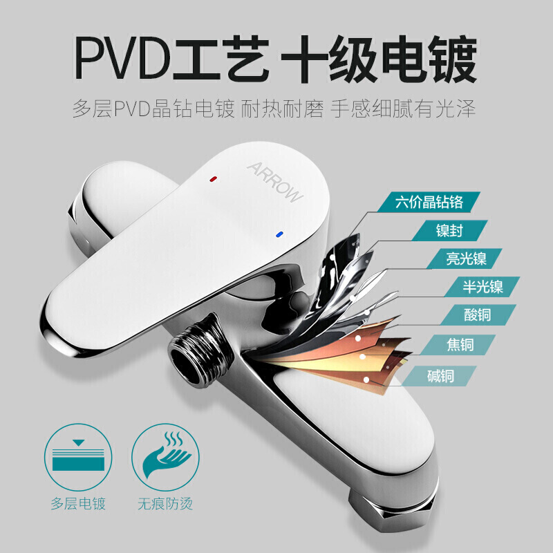 箭牌卫浴（ARROW）全铜淋浴龙头 卫生间水龙头浴室花洒龙头浴缸龙头 冷热水混水阀 AE4805