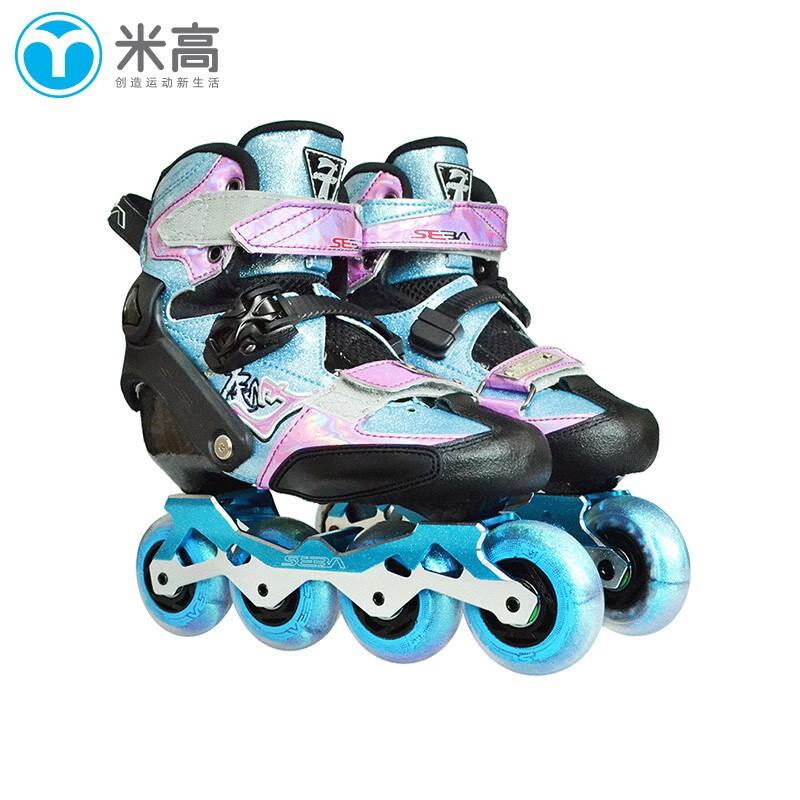 78640/米高溜冰鞋儿童轮滑鞋直排轮旱冰鞋花式平花鞋联名款SEBA星空版KSJ-J 星空-蓝 33-35