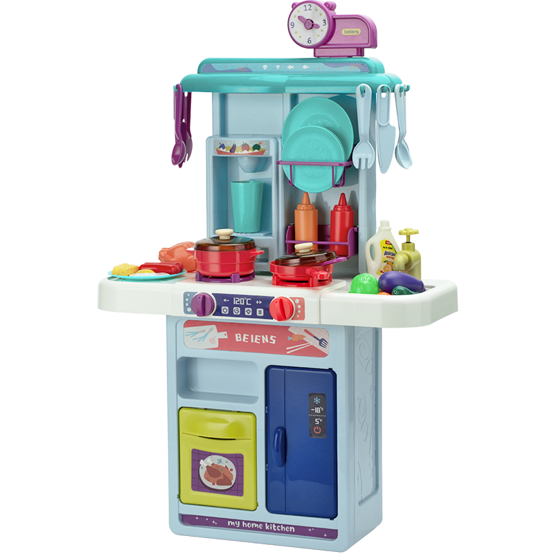 贝恩施厨房玩具女孩男孩过家家做饭厨房玩具模拟声光趣味烹饪喷雾B8103-06波尔托绿【喷雾款】