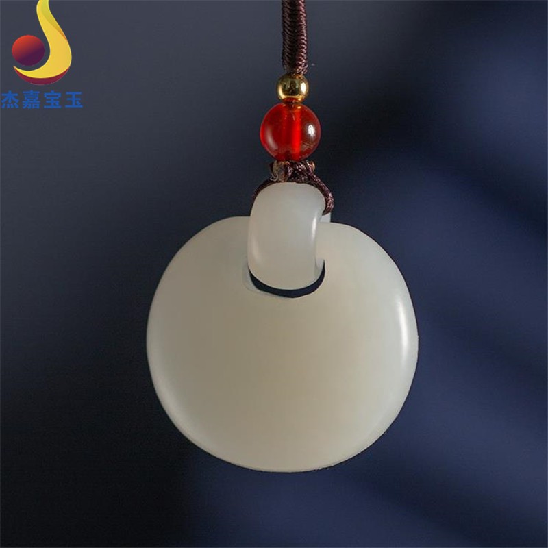 杰嘉宝玉原创新款天然和田玉白玉平安如意锁吊坠苏工玉锁长命锁玉石