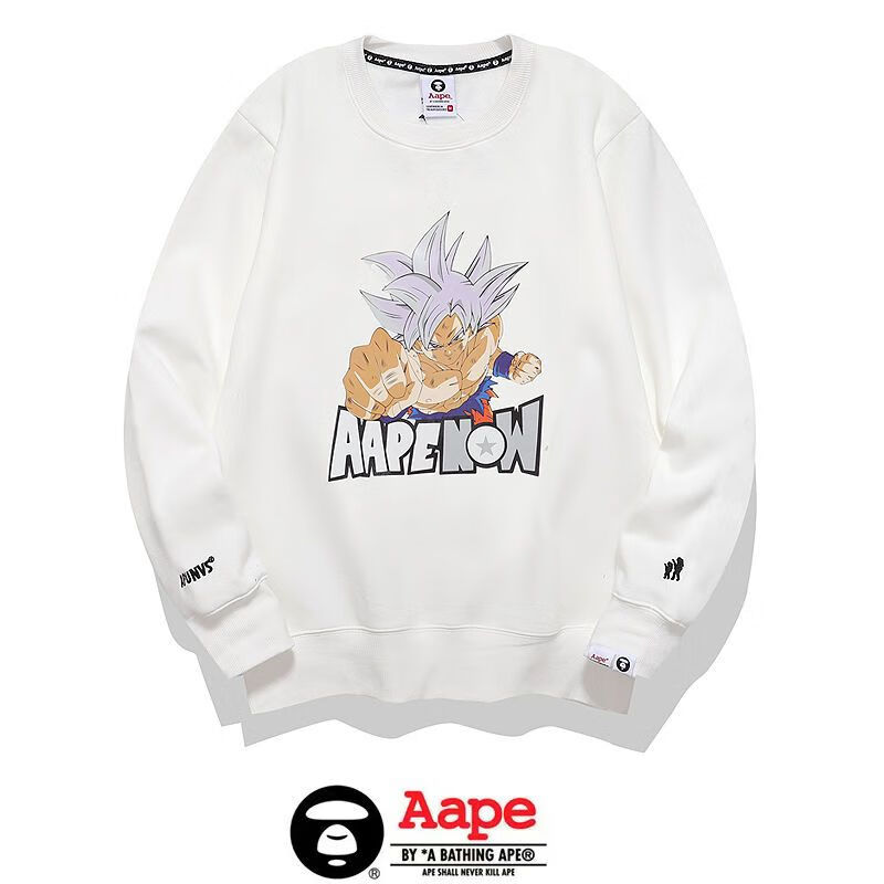 aape秋冬外套纯棉七龙珠悟空潮牌圆领ape长袖猿人头加绒卫衣男女情侣
