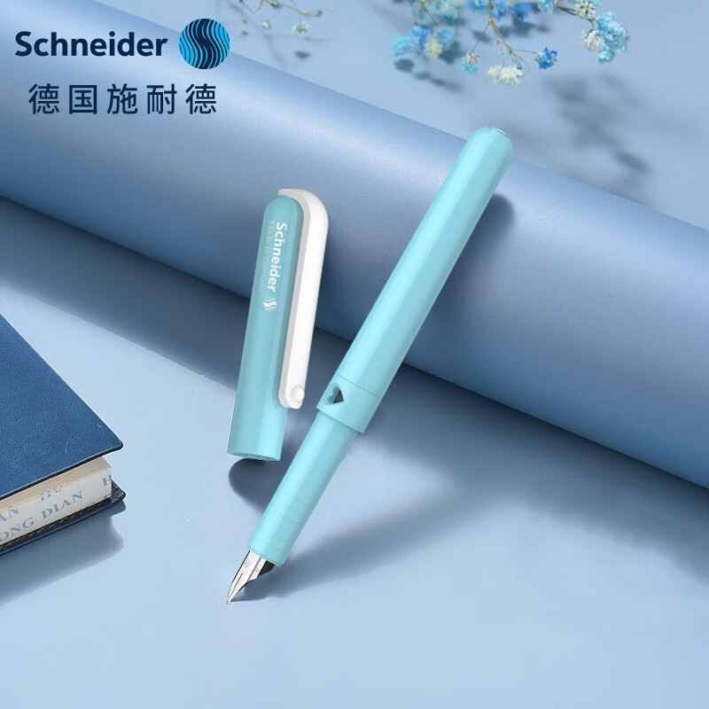 施耐德（schneider）钢笔 男女学生用成人练字笔 德国进口办公签字笔 墨水笔特细EF尖BK410冰川蓝单支装