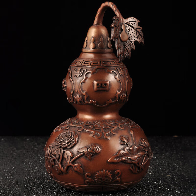 钰缘工坊 紫铜四季平安葫芦摆件摆设家居客厅电视柜装饰品乔迁新居