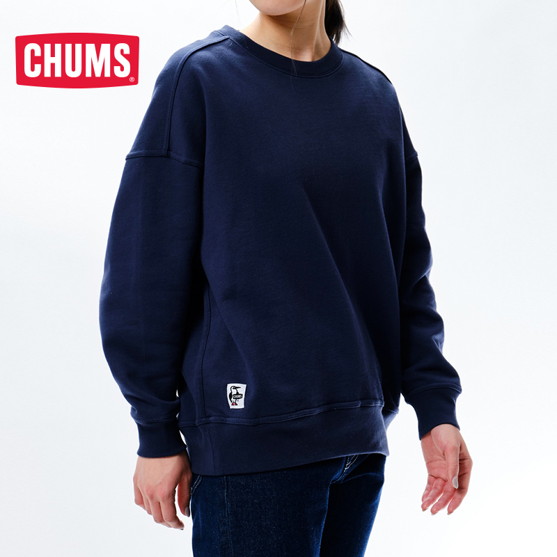 CHUMS洽洽鸟户外休闲时尚棉质舒适柔软男圆领纯色卫衣CH00-1301 藏蓝色N001 L