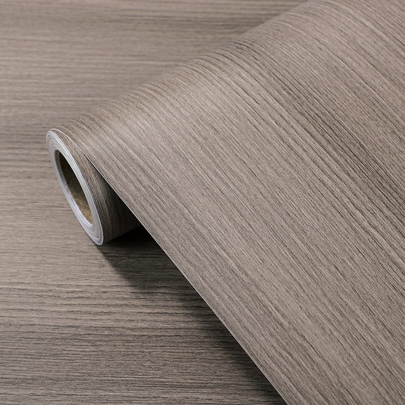 纤纤无纺加厚浅灰木家具贴纸翻新自粘墙纸波音软片灰色木纹纸衣柜改色