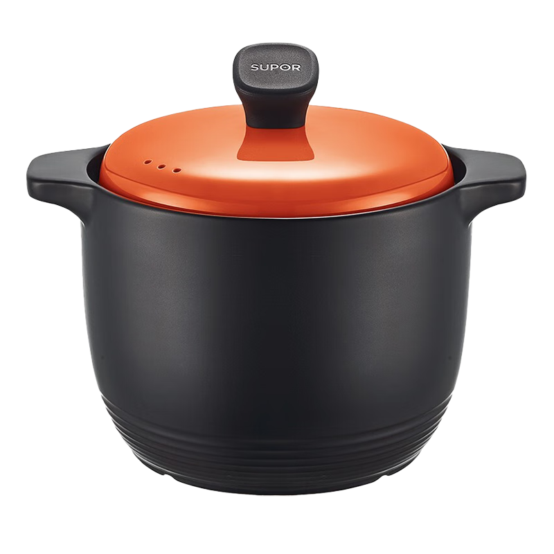 苏泊尔（SUPOR） 砂锅炖锅陶瓷煲汤锅熬药熬汤燃气明火耐高温焖瓦罐汤煲家用  TB60G1 夏橙 6.0升