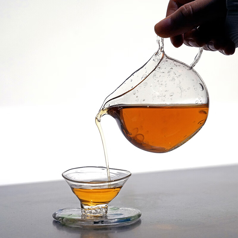 崇雅玻心璃语啜雨公道杯玻璃原创设计茶具手工匠人吹制耐高温分茶器