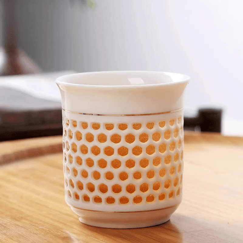 雅漫庭青花瓷镂空茶杯 青花瓷镂空蜂窝玲珑茶具套装陶瓷茶壶大号凉