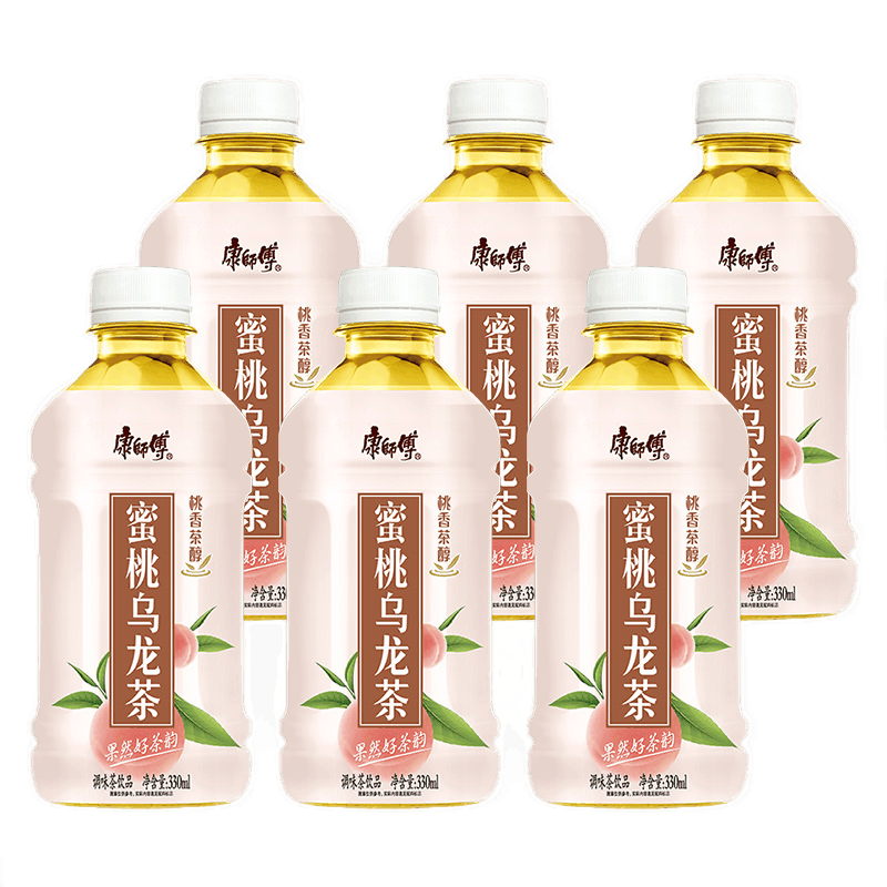 康师傅茶饮料330ml小瓶装夏季饮品饮料 330ml 6瓶 蜜桃乌龙