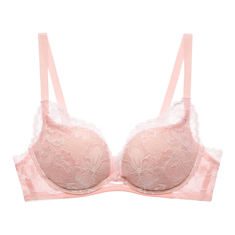 欧迪芬（Ordifen）【拼款】女士内衣无钢圈聚拢升杯无钢圈蕾丝文胸内衣 梦境粉-OB2502 34B/75B