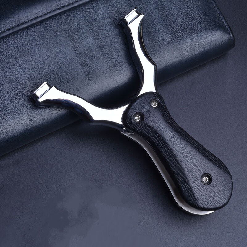 舒雨慧户外不锈钢扁皮弹弓精准折叠弹弓免绑器 黑折叠裸弓